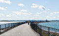 People walking around the path at Castle Island, Boston Royalty Free Stock Photo