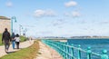 People walking around the path at Castle Island, Boston Royalty Free Stock Photo