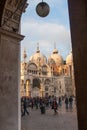 People walking around the San Marco Basilica, Venice, Italy Royalty Free Stock Photo