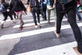 People walking around Times Square buildings in New York City, twillight Royalty Free Stock Photo