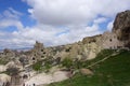 People walking around unique beautiful landscape at the open air museum historical landmark of Goreme , Cappadocia Royalty Free Stock Photo