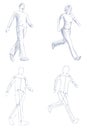 People walking artistic sketch with shading