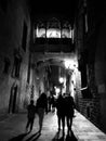 People walking at Barcelona old town streets