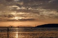 People walking at the beach on beautiful summer sunset Royalty Free Stock Photo