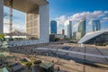 People walking in the central square of La defense. Royalty Free Stock Photo