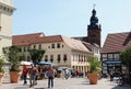 People walking through the city of Havelberg and its market plac
