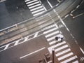 People walking on crosswalk Aerial view street Urban city