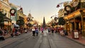 People walking down Main Street USA during Christmas at Walt Disney World Magic Kingdom in Orlando, Florida Royalty Free Stock Photo