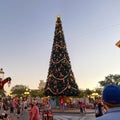 People walking down Main Street USA during Christmas at Walt Disney World Magic Kingdom in Orlando, Florida Royalty Free Stock Photo