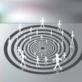 People Walking on a Downward Spiral Path