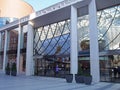 People walking through the entrance to victoria gate shopping centre in leeds, west yorkshire