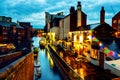 People walking at famous Birmingham canal in UK Royalty Free Stock Photo