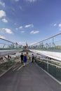 People walking on the Famous Millenium Bridge, London. Royalty Free Stock Photo