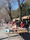 People walking and flipping through books Antique Book Store in Royalty Free Stock Photo