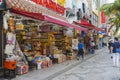 People walking in front of Makishi Public Market at Kokusai Dori Shopping Street in Naha, Okinawa, Japan Royalty Free Stock Photo