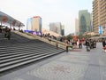 People walking in front of Oriental Pearl Tower, Lujiazui, Pudong, Shanghai, China Royalty Free Stock Photo