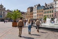 People walking in the Grand Place in Lille, France. Royalty Free Stock Photo