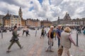 People walking in the Grand Place in Lille, France. Royalty Free Stock Photo