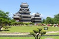 People enjoy Japanese gardens ancient Crow castle, Matsumoto, Japan