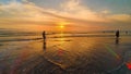 People walking on the Kuta beach,Bali in the evening