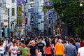 People walking on the long street in Taksim in Istanbul city