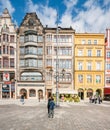 People walking on Main Market Square in Wroclaw.