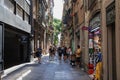 People Walking on the Main Rambla of Barcelona, Spain