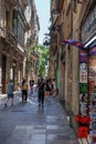 People Walking on the Main Rambla of Barcelona, Spain