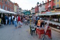 People walking at the market of Rovinj on Croatia Royalty Free Stock Photo