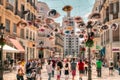 People walking on the Marques de Larios pedestrian, Malaga, Spain