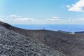 People walking on Mount Etna Vulcano Silvestri crater Royalty Free Stock Photo