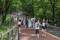 People walking in Namsan Gongwon gil in Seoul Royalty Free Stock Photo