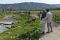 People walking in nature path Royalty Free Stock Photo