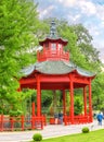 People walking near chineese pavilion in berlin Zoo