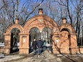 Moscow, Russia, March, 19, 2023. The gate to the territory of the church of Beheading of the head of John the Baptist in Dyakovo