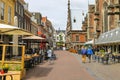 People walking near the Grote Kerk (Sint-Bavokerk) in Haarlem Royalty Free Stock Photo