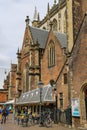 People walking near the Grote Kerk (Sint-Bavokerk) Royalty Free Stock Photo