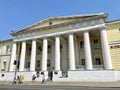 Moscow, Russia, June, 23, 2021. People walking near Russian Medical Academy of Postgraduate Education RMAPO. Former widow`s hous