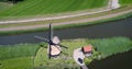 People Walking Near a Windmill, Top Down - Rustenburg, The Netherlands, 4K Drone Footage