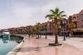 People walking on New Marina boulevard in Hurghada in Egypt Royalty Free Stock Photo