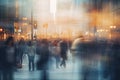 People walking in New York City, Manhattan, United States of America,Blurred crowd of unrecognizable at the street, AI Generated