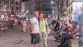 People walking in the Old city center of Vienna in Stephansplatz night timelapse