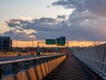 People are walking ont the new Bridge Samuel de Champlain during the COVID-19 pandemia Royalty Free Stock Photo