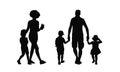 People walking outdoor silhouettes set 36 Royalty Free Stock Photo