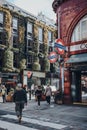 People walking outside Covent Garden station in London, UK Royalty Free Stock Photo