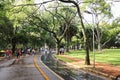 People walking in a park with lush greenery in Sao Paulo in Brazil