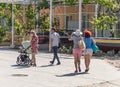 People walking in the park near the sea. Odessa City, Ukraine, April 2018,