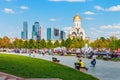 People walking in the park of Victory in Moscow