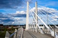 Rope Tilikum Crossing Bridge with concrete central supports across the Willamette River in Portland Oregon Royalty Free Stock Photo