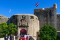 People walking through Pile Gate, the main entrance to the old town of Dubrovnik, Croatia Royalty Free Stock Photo